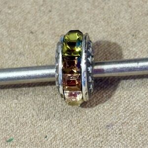 🆕Listing! Brighton Spectrum spacer Silver-Topaz Brown & green crystals Retired
